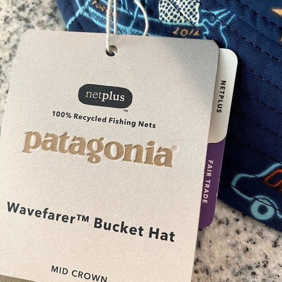 Patagonia Wavefarer Bucket Hat Clean Current TPool Sz Large Unisex - Picture 3 of 6